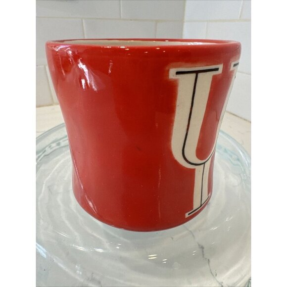 Anthropologie Ceramic Hand Painted Monogram Initial Mug Letter "Y" Red RARE - Picture 6 of 9